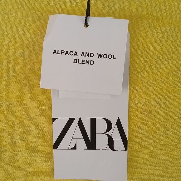 Zara Womens Alpaca/Wool Blend Yellow Button Up Long Sleeve Knit Cardigan Sz L - Picture 10 of 14